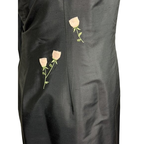 Rena Rowan 100% Silk Womens Dress Plus Size 20W Black Sleeveless Embroidered - Picture 4 of 9